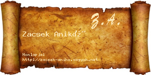 Zacsek Anikó névjegykártya